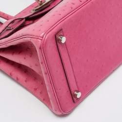 Hermes Fuchsia Ostrich Palladium Finish Birkin 30 Bag