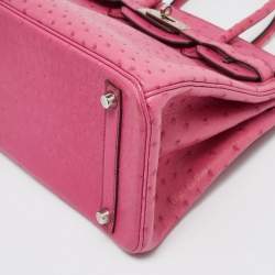 Hermes Fuchsia Ostrich Palladium Finish Birkin 30 Bag
