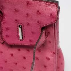 Hermes Fuchsia Ostrich Palladium Finish Birkin 30 Bag