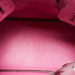 Hermes Fuchsia Ostrich Palladium Finish Birkin 30 Bag