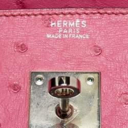 Hermes Fuchsia Ostrich Palladium Finish Birkin 30 Bag