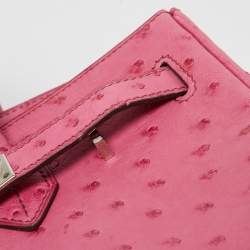 Hermes Fuchsia Ostrich Palladium Finish Birkin 30 Bag