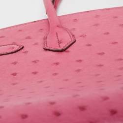 Hermes Fuchsia Ostrich Palladium Finish Birkin 30 Bag