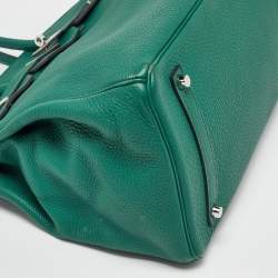 Hermes Malachite Taurillon Togo Leather Palladium Finish Birkin 35 Bag