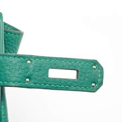 Hermes Malachite Taurillon Togo Leather Palladium Finish Birkin 35 Bag