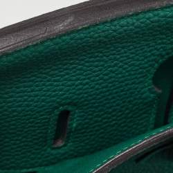 Hermes Malachite Taurillon Togo Leather Palladium Finish Birkin 35 Bag
