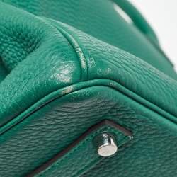 Hermes Malachite Taurillon Togo Leather Palladium Finish Birkin 35 Bag