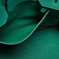 Hermes Malachite Taurillon Togo Leather Palladium Finish Birkin 35 Bag