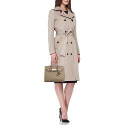Pre Owned Hermes Etoupe Epsom Leather Gold Finish Birkin Sellier 25 Bag