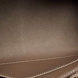 Pre Owned Hermes Etoupe Epsom Leather Gold Finish Birkin Sellier 25 Bag