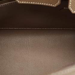 Pre Owned Hermes Etoupe Epsom Leather Gold Finish Birkin Sellier 25 Bag