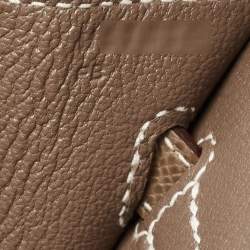 Pre Owned Hermes Etoupe Epsom Leather Gold Finish Birkin Sellier 25 Bag