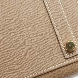 Pre Owned Hermes Etoupe Epsom Leather Gold Finish Birkin Sellier 25 Bag