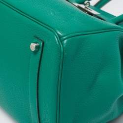 Hermes Vert Vertigo/Vert Fonce Taurillon Clemence Palladium Finish Birkin 35 Bag