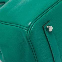 Hermes Vert Vertigo/Vert Fonce Taurillon Clemence Palladium Finish Birkin 35 Bag