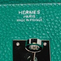 Hermes Vert Vertigo/Vert Fonce Taurillon Clemence Palladium Finish Birkin 35 Bag