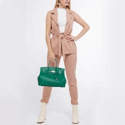 Hermes Vert Vertigo/Vert Fonce Taurillon Clemence Palladium Finish Birkin 35 Bag