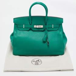 Hermes Vert Vertigo/Vert Fonce Taurillon Clemence Palladium Finish Birkin 35 Bag