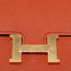 Pre Owned Hermes Terre Battue Epsom Leather Constance Slim Wallet
