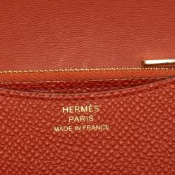 Pre Owned Hermes Terre Battue Epsom Leather Constance Slim Wallet