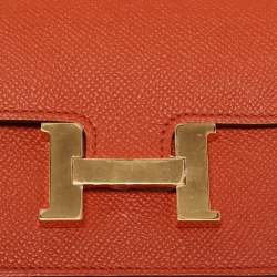 Pre Owned Hermes Terre Battue Epsom Leather Constance Slim Wallet