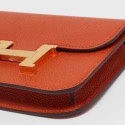 Pre Owned Hermes Terre Battue Epsom Leather Constance Slim Wallet