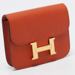 Pre Owned Hermes Terre Battue Epsom Leather Constance Slim Wallet
