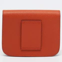 Pre Owned Hermes Terre Battue Epsom Leather Constance Slim Wallet