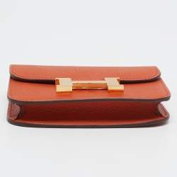 Pre Owned Hermes Terre Battue Epsom Leather Constance Slim Wallet