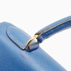 Pre Owned Hermes Bleu Courchevel Leather Gold Finish Kelly Retourne 28 Bag