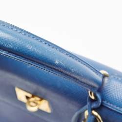 Pre Owned Hermes Bleu Courchevel Leather Gold Finish Kelly Retourne 28 Bag