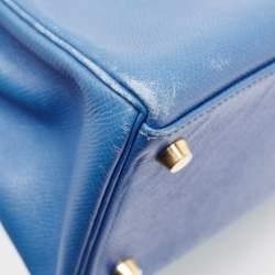 Pre Owned Hermes Bleu Courchevel Leather Gold Finish Kelly Retourne 28 Bag