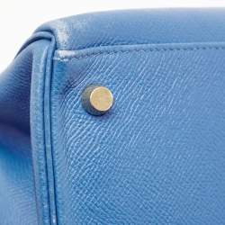 Pre Owned Hermes Bleu Courchevel Leather Gold Finish Kelly Retourne 28 Bag