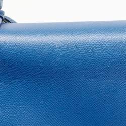 Pre Owned Hermes Bleu Courchevel Leather Gold Finish Kelly Retourne 28 Bag