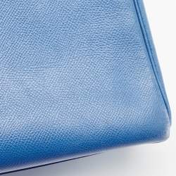 Pre Owned Hermes Bleu Courchevel Leather Gold Finish Kelly Retourne 28 Bag