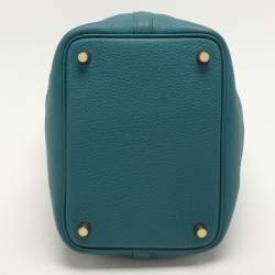 Pre Owned Hermes Vert Bosphore Taurillon Clemence Leather Picotin Lock 18 Bag