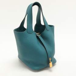 Pre Owned Hermes Vert Bosphore Taurillon Clemence Leather Picotin Lock 18 Bag