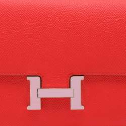 Hermes Red Epsom Leather Constance Long Wallet