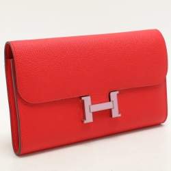 Hermes Red Epsom Leather Constance Long Wallet