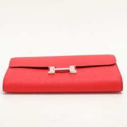 Hermes Red Epsom Leather Constance Long Wallet