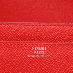 Hermes Red Epsom Leather Constance Long Wallet