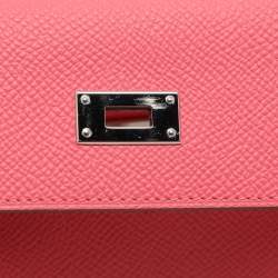 Pre Owned Hermes Rose Lipstick Epsom Leather Kelly Classic Wallet