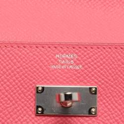 Pre Owned Hermes Rose Lipstick Epsom Leather Kelly Classic Wallet