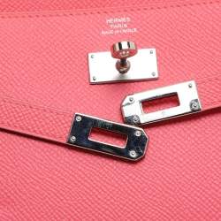 Pre Owned Hermes Rose Lipstick Epsom Leather Kelly Classic Wallet