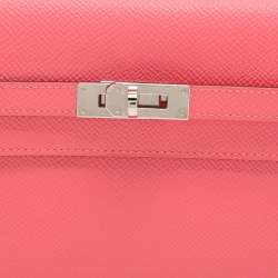 Pre Owned Hermes Rose Lipstick Epsom Leather Kelly Classic Wallet