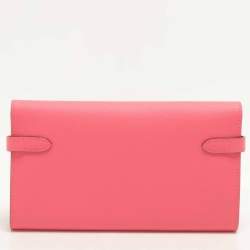 Pre Owned Hermes Rose Lipstick Epsom Leather Kelly Classic Wallet