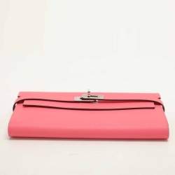 Pre Owned Hermes Rose Lipstick Epsom Leather Kelly Classic Wallet