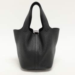 Hermes Black Togo Leather Picotin Lock 18 Bag