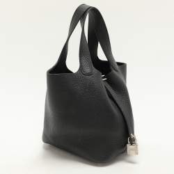 Hermes Black Togo Leather Picotin Lock 18 Bag