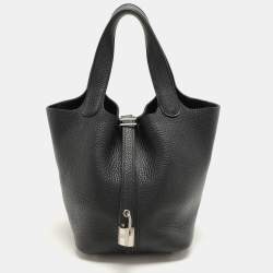 Hermes Black Togo Leather Picotin Lock 18 Bag